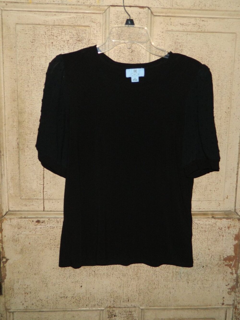 CeCe Swiss Dot Sleeve Blouse Sz M (RR-32)